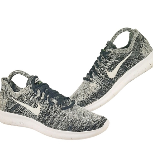 Nike Other - Nike Free RN Flyknit Gray Black Running Shoes Lace Up 880843-003 Size 7/ Wmn 8.5